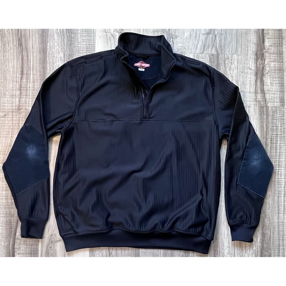Tru-Spec Mens Sz XL 24-7 Series Grid Fleece Zip Thru Job Shirt Navy Elbow Patch
